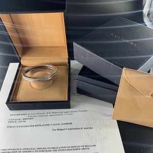 Auth Bvlgari  BZero-1 Diamond WG Engraved Cuff
